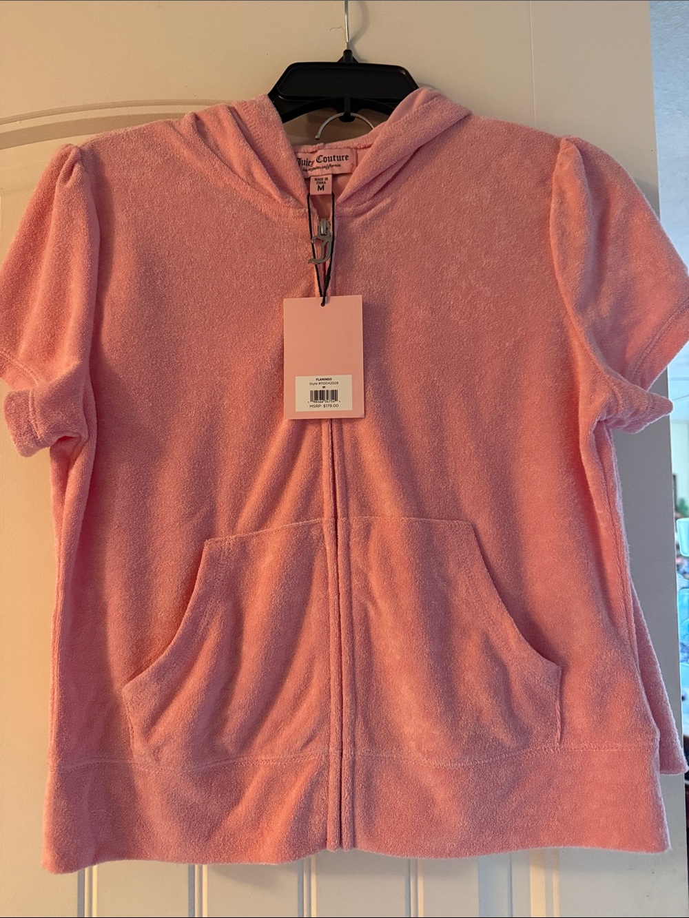 NWT Juicy Couture Flamingo Pink Terry Hoodie Shorts Set Y2K